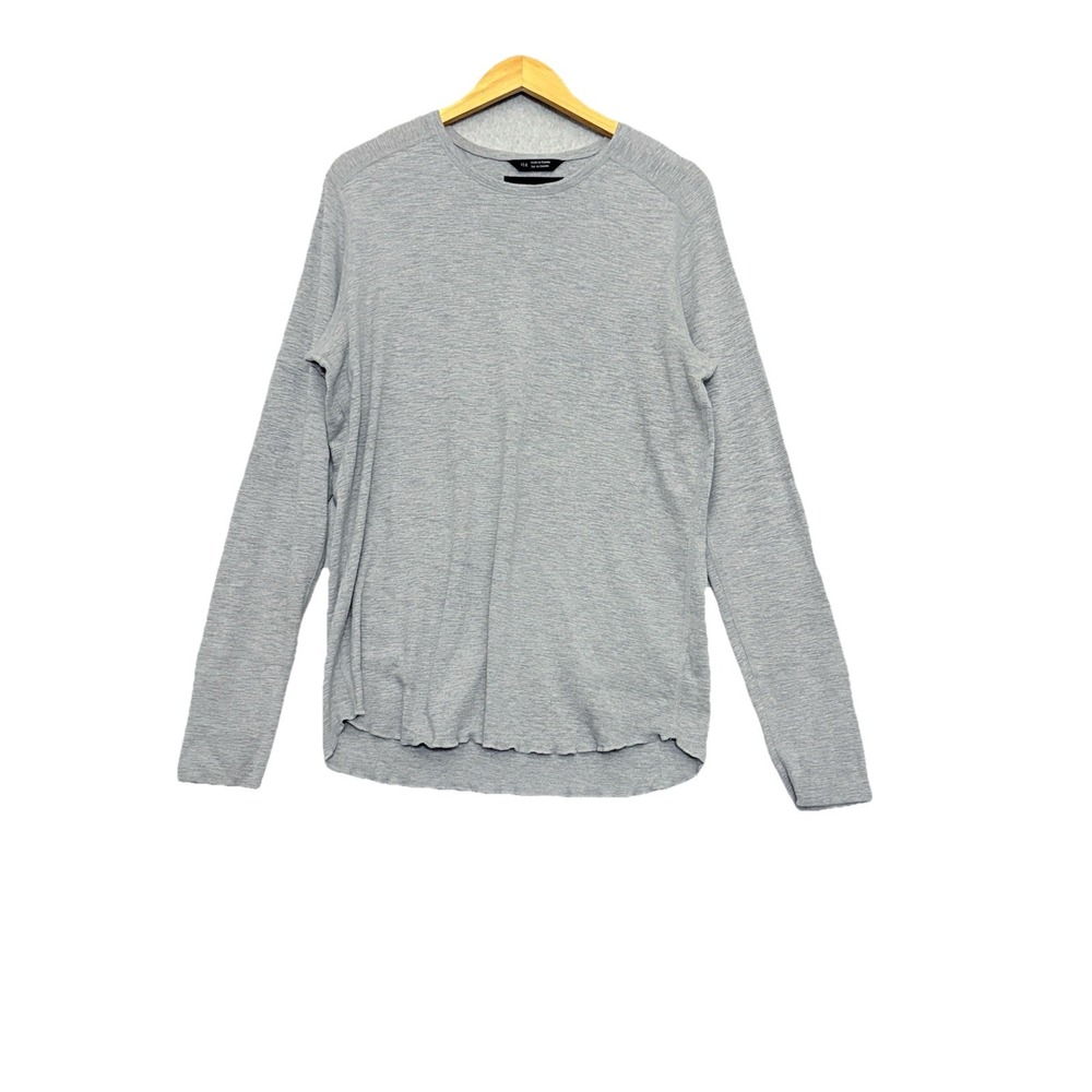 Wings + Horns Thermal Knit Shirt Mens Large L Gray Layer Crewneck Made in Canada